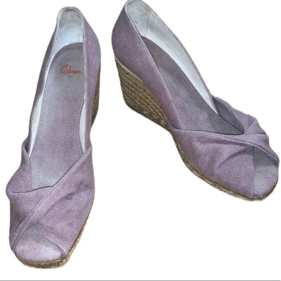 CASTANER Purple Espadrille Peeptoe Wedge Heels 9 - Picture 5 of 14